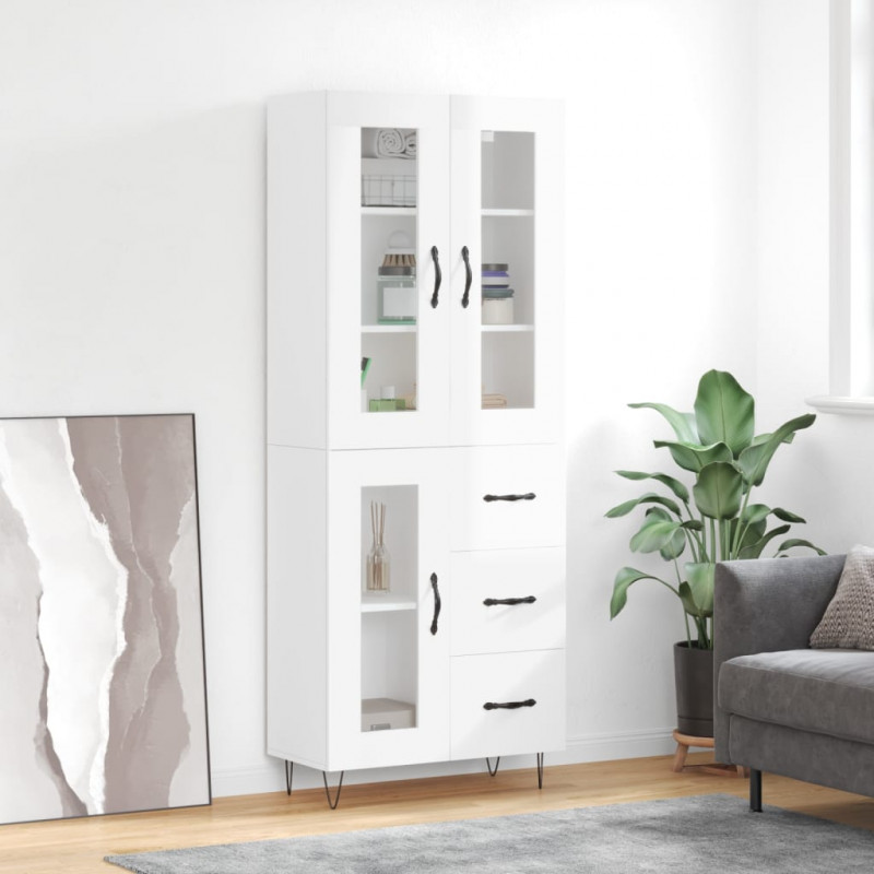 Witrynka biała połysk 69,5x34x180 cm materiał drewnopochodny