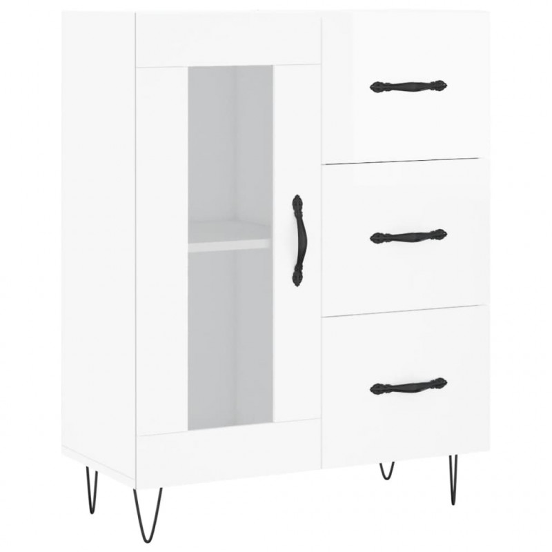Witrynka biała połysk 69,5x34x180 cm materiał drewnopochodny