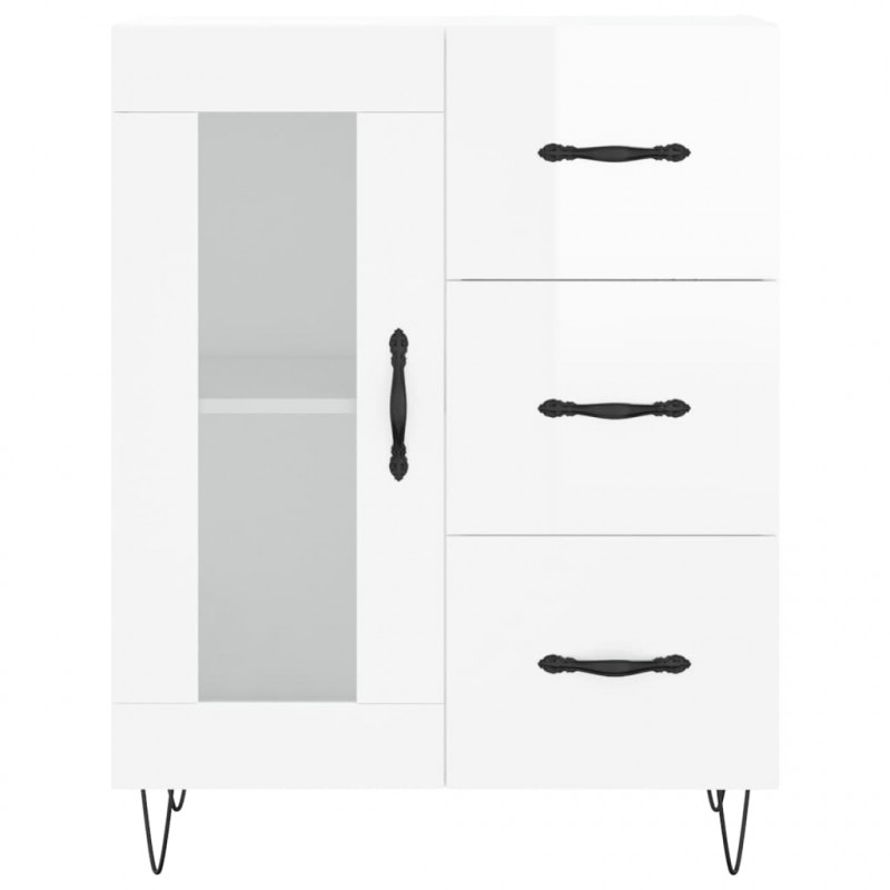 Witrynka biała połysk 69,5x34x180 cm materiał drewnopochodny