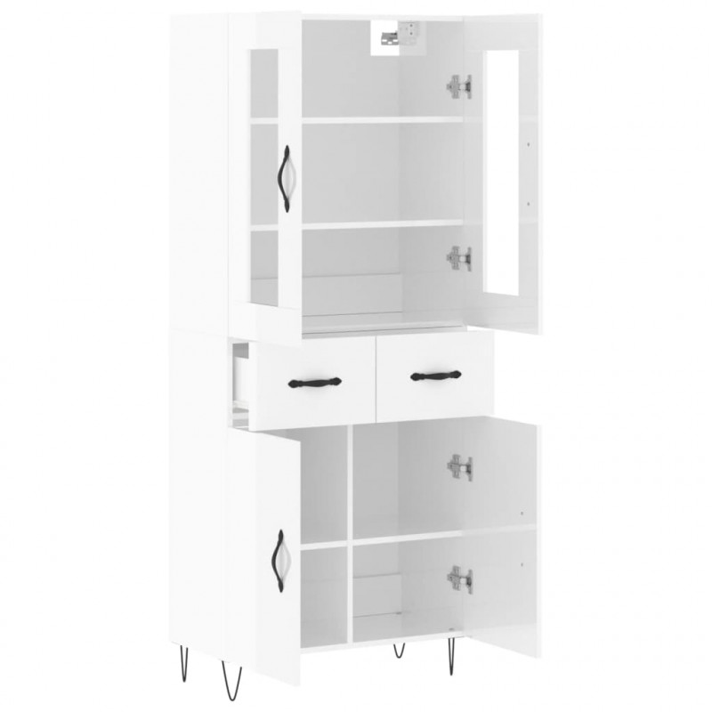 Witrynka biała połysk 69,5x34x180 cm materiał drewnopochodny
