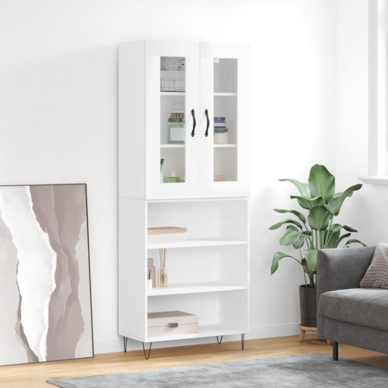 Witrynka biała połysk 69,5x34x180 cm materiał drewnopochodny