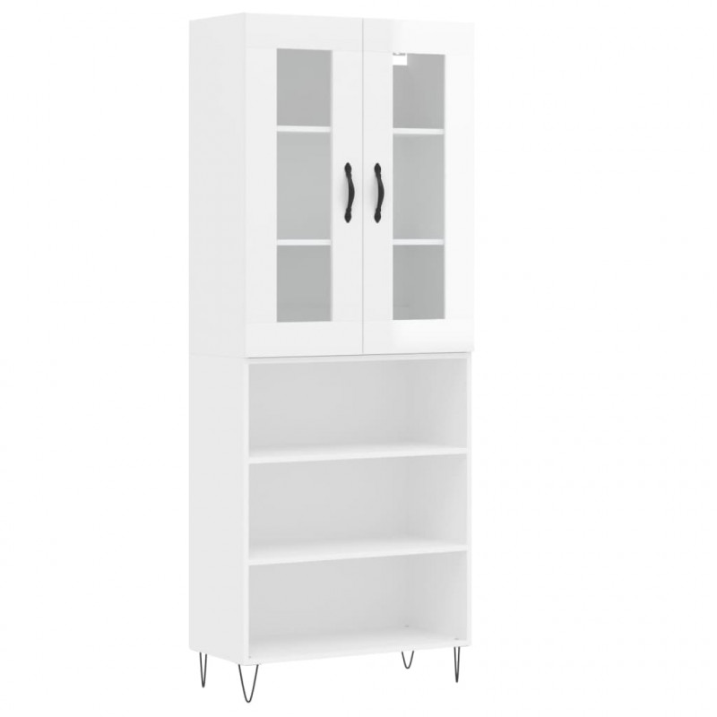 Witrynka biała połysk 69,5x34x180 cm materiał drewnopochodny