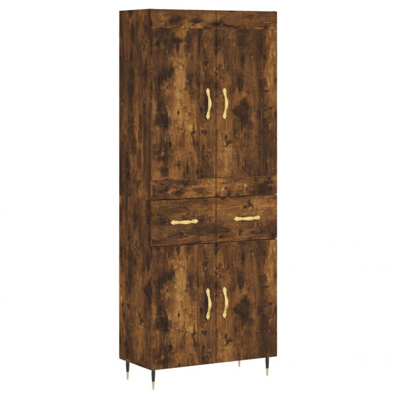 Witrynka przydymiony dąb 69,5x34x180 cm materiał drewnopochodny