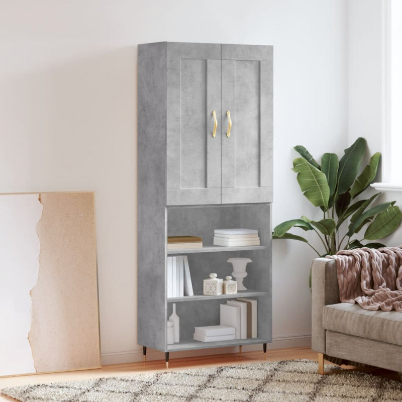 Witrynka, szarość betonu 69,5x34x180 cm materiał drewnopochodny
