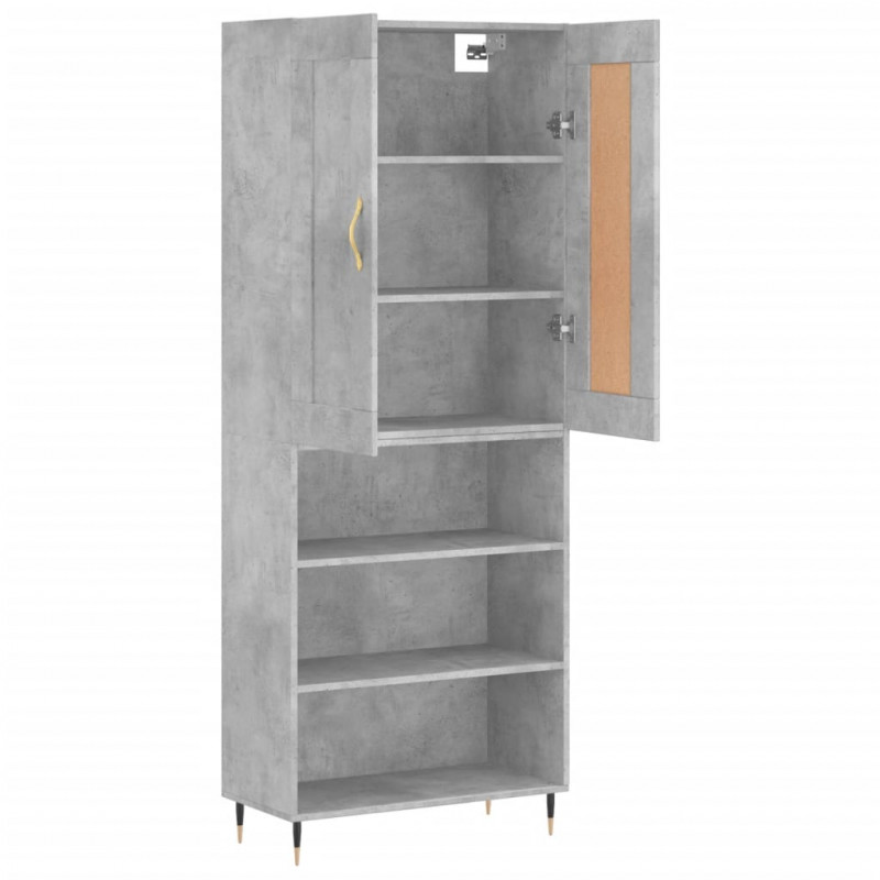 Witrynka, szarość betonu 69,5x34x180 cm materiał drewnopochodny