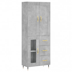 Witrynka, szarość betonu 69,5x34x180 cm materiał drewnopochodny