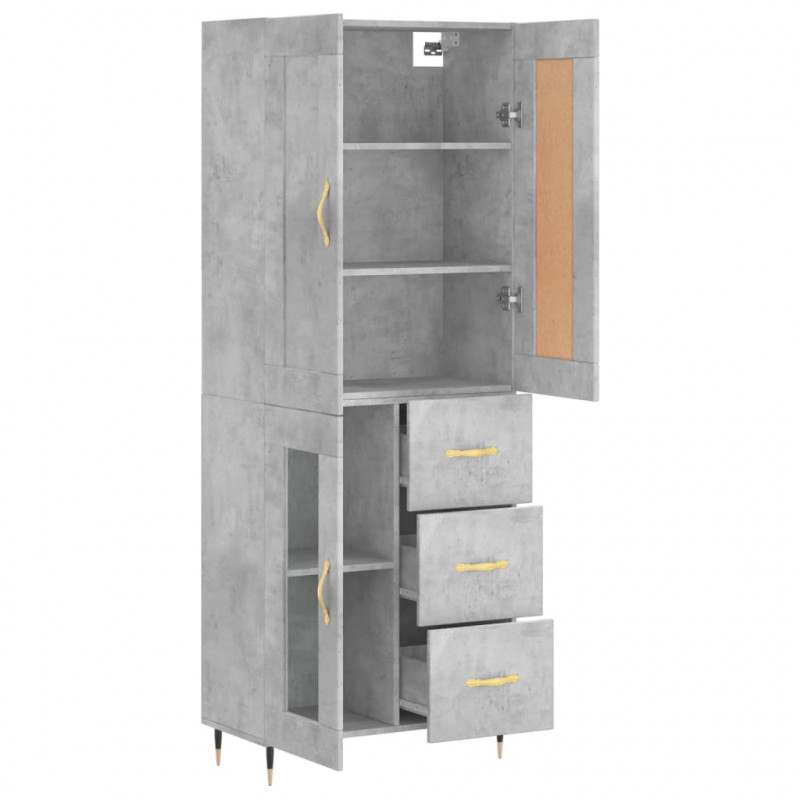 Witrynka, szarość betonu 69,5x34x180 cm materiał drewnopochodny