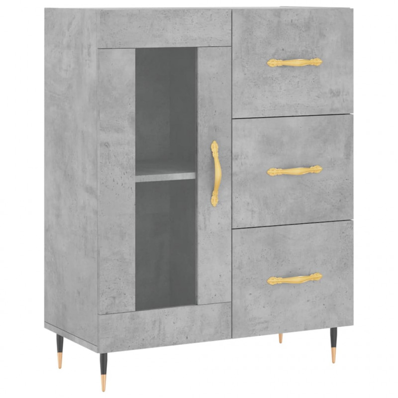Witrynka, szarość betonu 69,5x34x180 cm materiał drewnopochodny