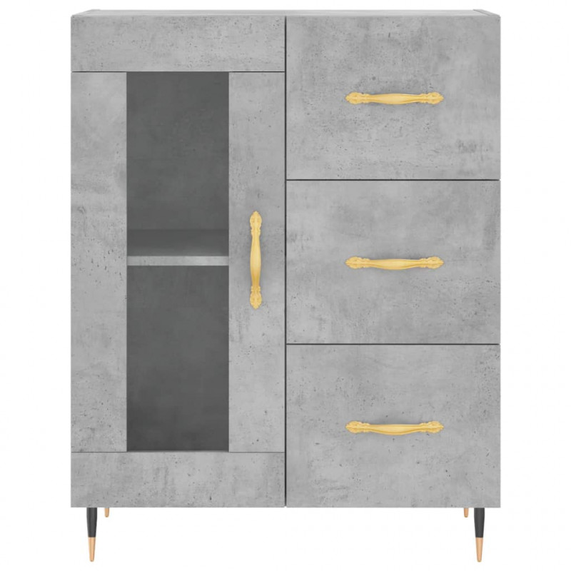 Witrynka, szarość betonu 69,5x34x180 cm materiał drewnopochodny