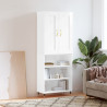 Witrynka biała połysk 69,5x34x180 cm materiał drewnopochodny