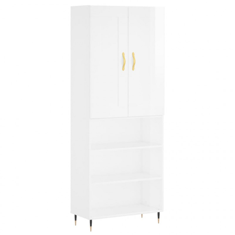 Witrynka biała połysk 69,5x34x180 cm materiał drewnopochodny