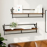 Półki ścienne z drążkami, 2 szt., brązowy dąb, 100x25x30 cm