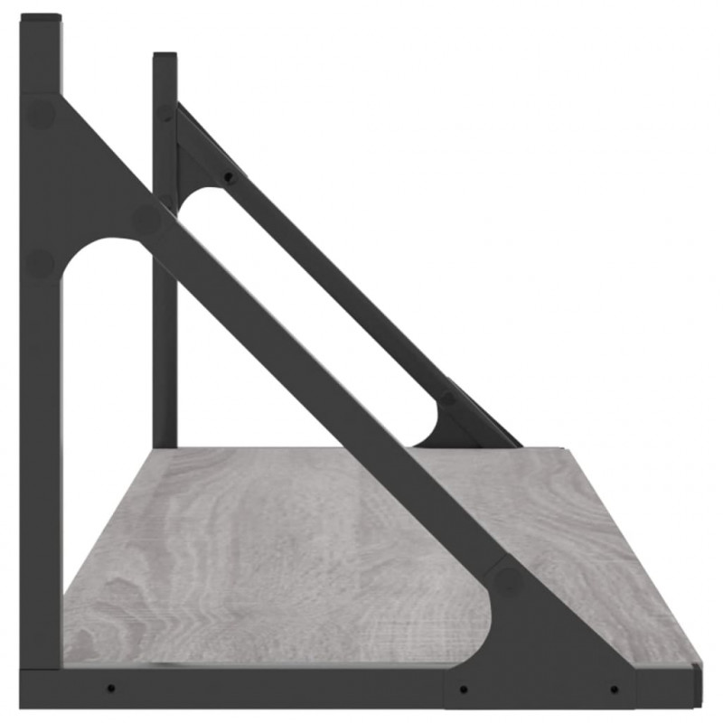 Półki ścienne, 2 szt., szary dąb sonoma, 80x25x25,5 cm