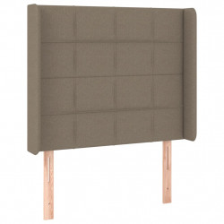 Zagłówek do łóżka z LED, taupe, 93x16x118/128 cm, tkanina