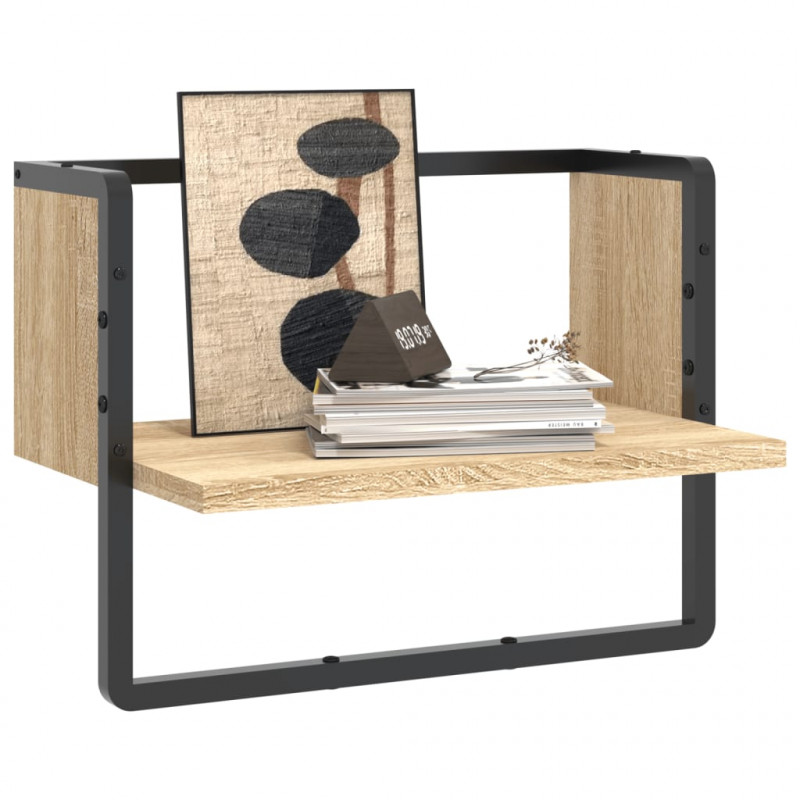 Półka ścienna z drążkiem, dąb sonoma, 40x25x30 cm