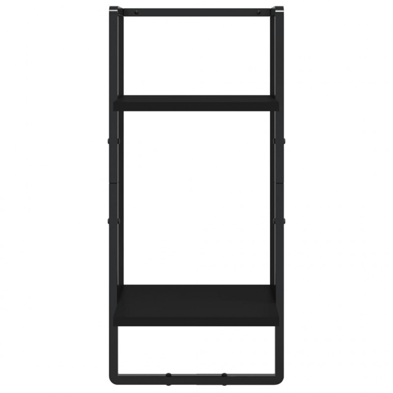 Zestaw 4 półek ściennych z drążkami, czarny