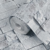Tapeta 3D z wzorem kamieni, jasnoszara, 10x0,53 m, flizelina