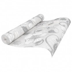 Tapeta 3D z wzorem kwiatów, szara, 10x0,53 m, flizelina