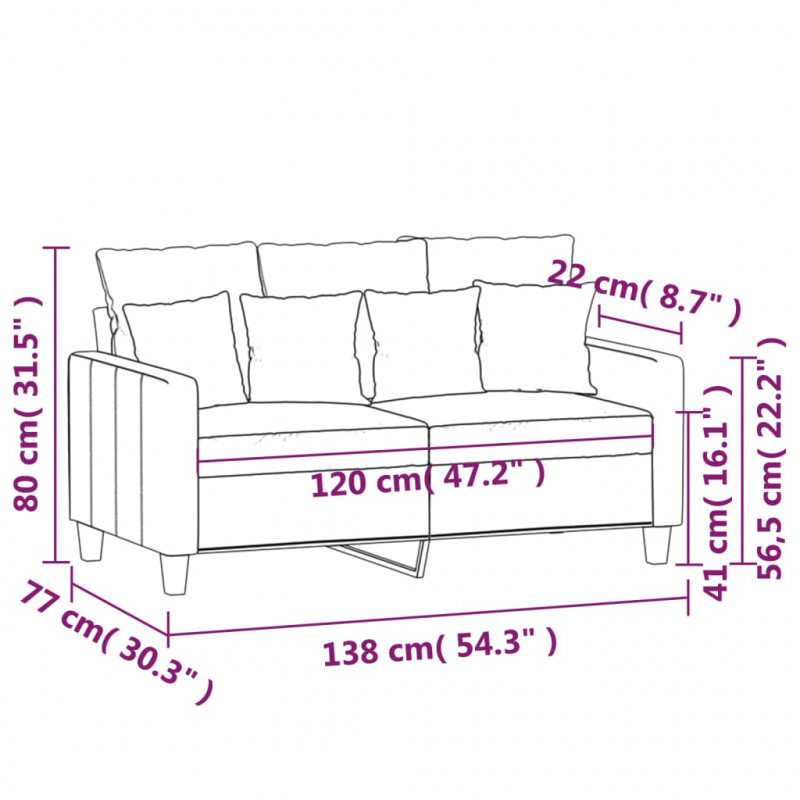 2-osobowa sofa, kremowa, 120 cm, tapicerowana tkaniną