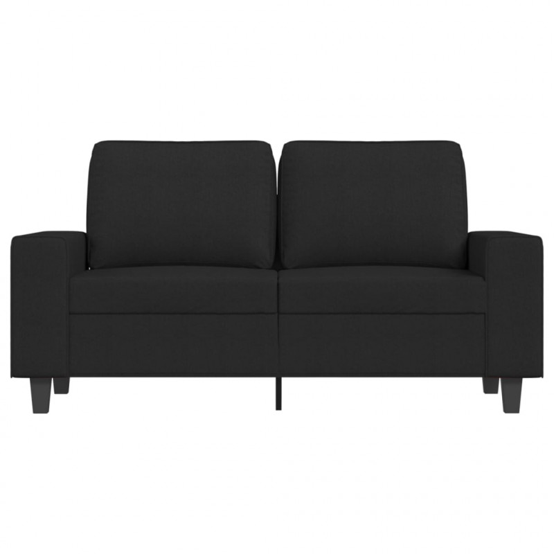 Sofa 2-osobowa, czarna, 120 cm, tapicerowana tkaniną