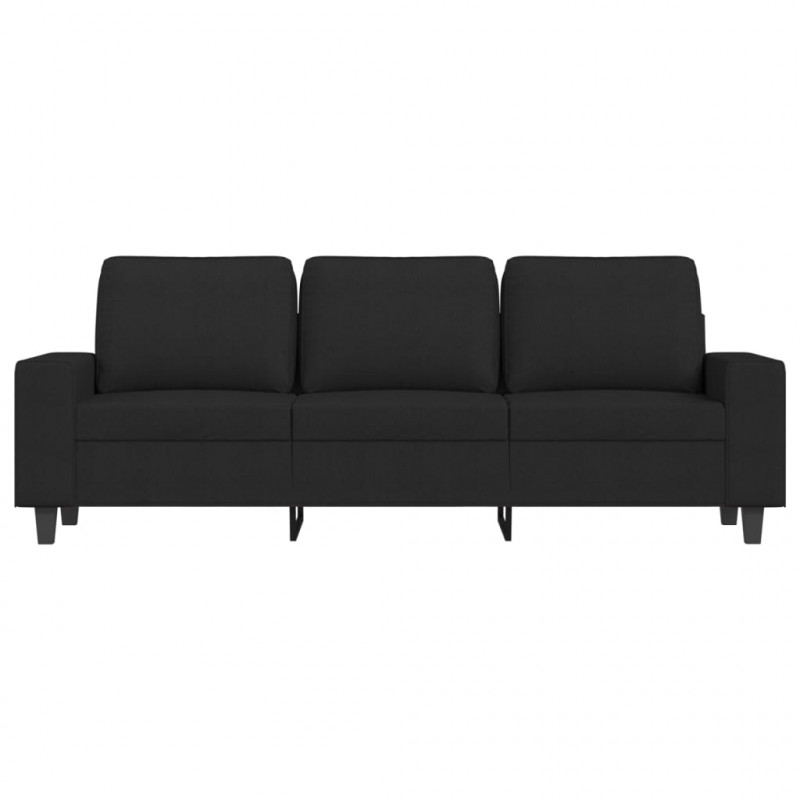 Sofa 3-osobowa, czarna, 180 cm, tapicerowana tkaniną