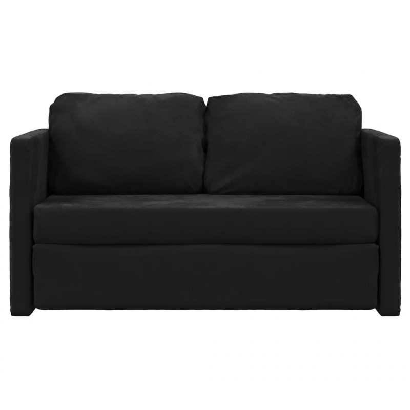 Sofa podłogowa 2-w-1, czarna, 122x204x55 cm, aksamit