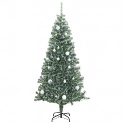 Sztuczna choinka z 300 LED, bombkami i śniegiem, 180 cm