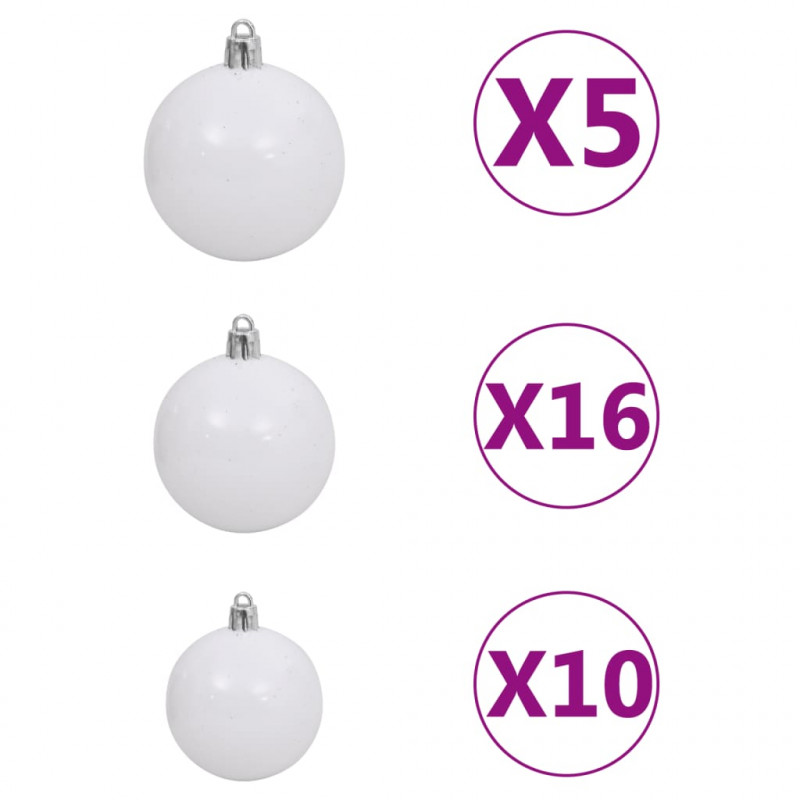Sztuczna choinka z 300 LED, bombkami i śniegiem, 240 cm