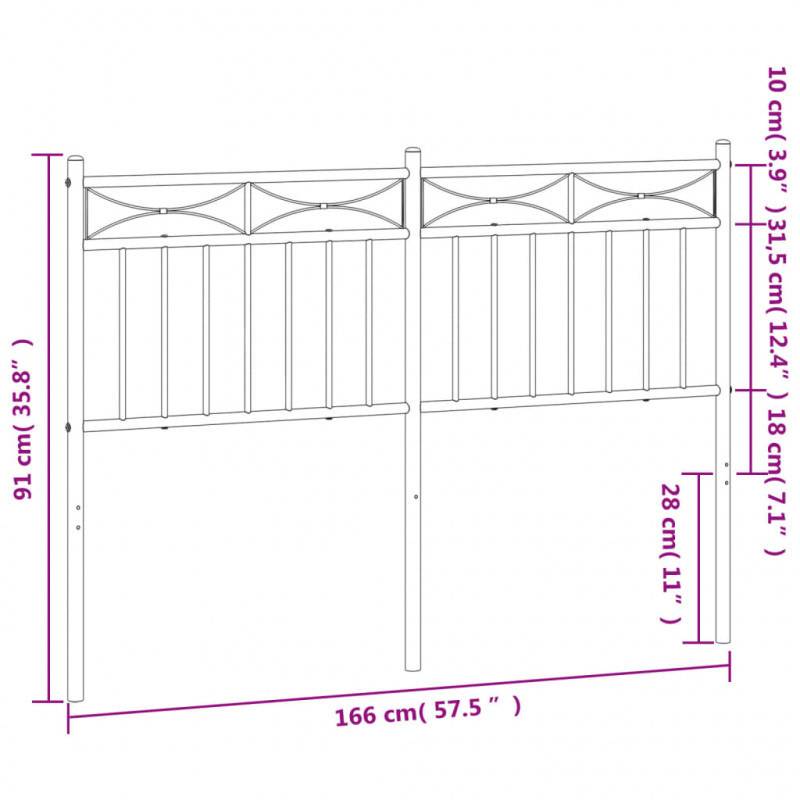 Metalowe wezgłowie, czarne, 160 cm