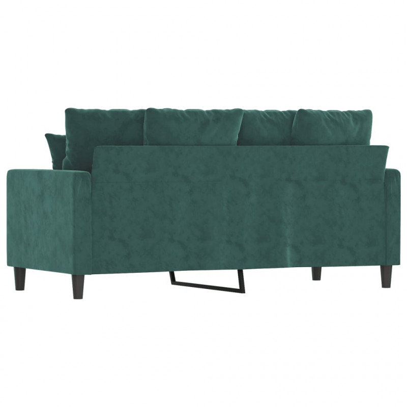 Sofa 2-osobowa, ciemnozielona, 140 cm, tapicerowana aksamitem