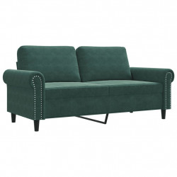 Sofa 2-osobowa, ciemnozielona, 140 cm, tapicerowana aksamitem