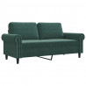 Sofa 2-osobowa, ciemnozielona, 140 cm, tapicerowana aksamitem