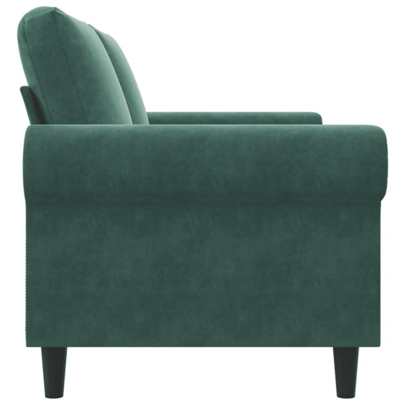 Sofa 2-osobowa, ciemnozielona, 140 cm, tapicerowana aksamitem