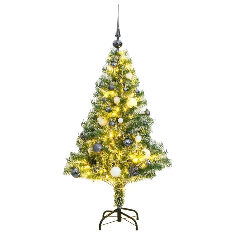 Sztuczna choinka ze 150 LED, bombkami i śniegiem, 150 cm