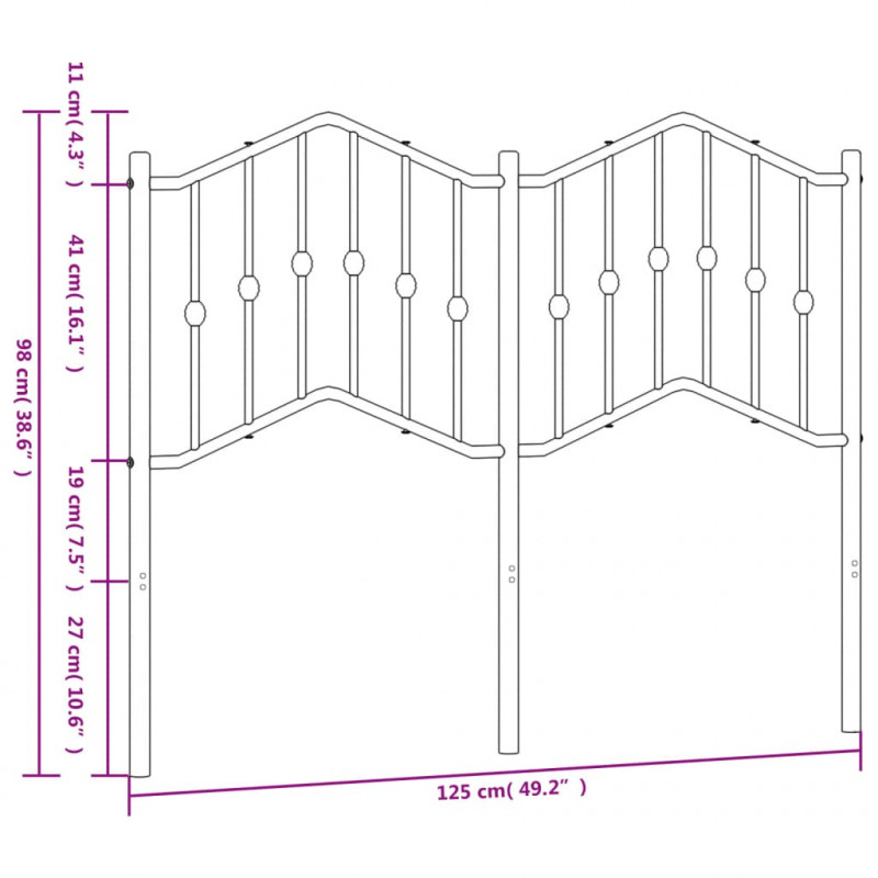 Metalowe wezgłowie, czarne, 120 cm