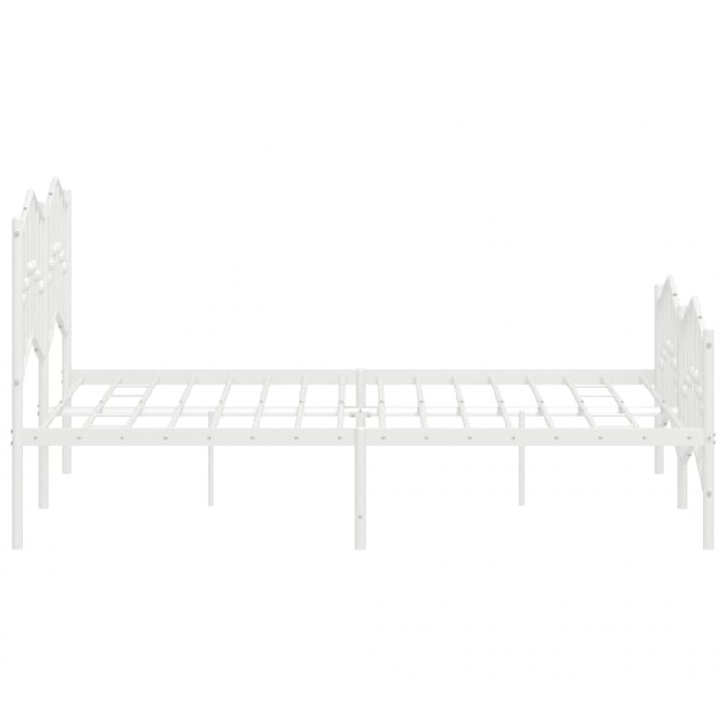 Metalowa rama łóżka z wezgłowiem i zanóżkiem, biała, 140x200 cm