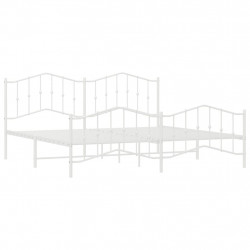 Metalowa rama łóżka z wezgłowiem i zanóżkiem, biała, 193x203 cm