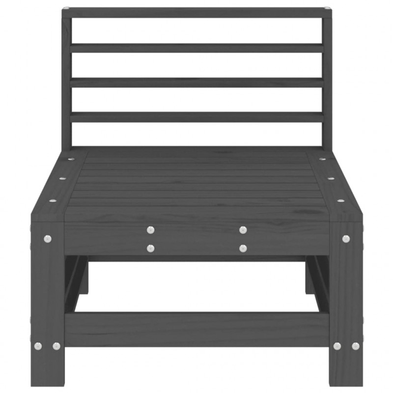Ogrodowa sofa środkowa, szara, lite drewno sosnowe