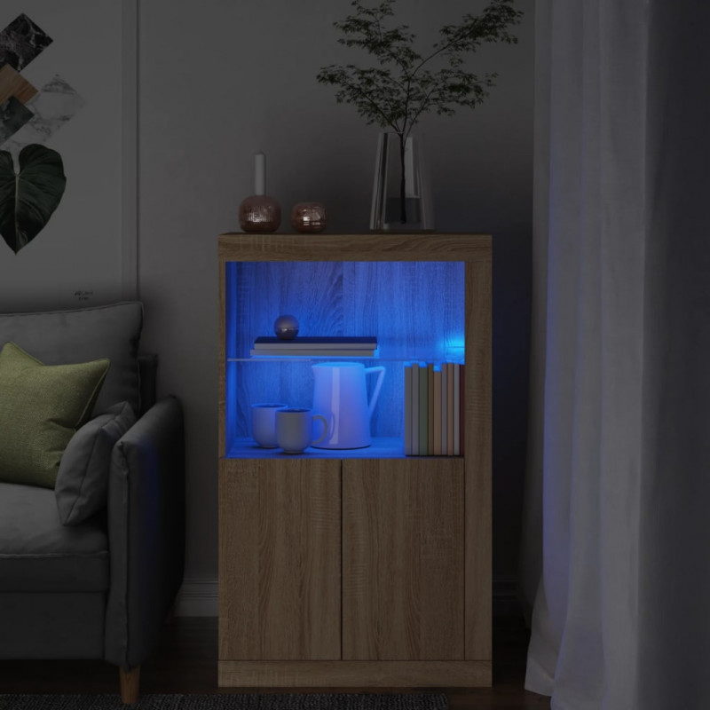 Szafka boczna z LED, kolor dąb sonoma, materiał drewnopochodny