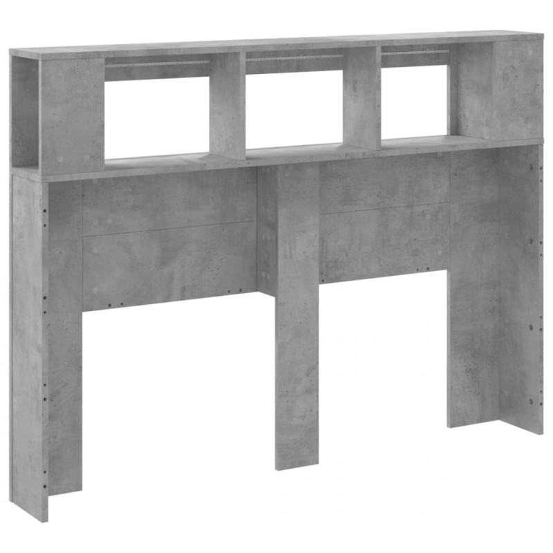 Wezgłowie łóżka z LED, szarość betonu, 140x18,5x103,5 cm
