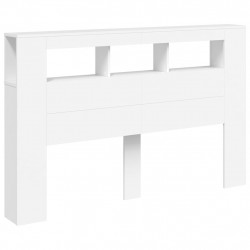 Wezgłowie łóżka z LED, białe, 160x18,5x103,5 cm