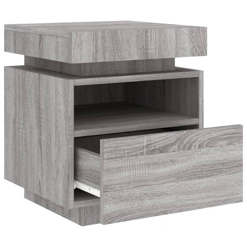Szafki nocne z LED, 2 szt., szary dąb sonoma, 40x39x48,5 cm