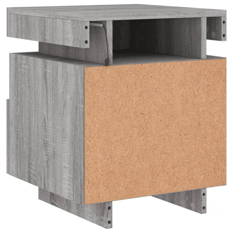 Szafki nocne z LED, 2 szt., szary dąb sonoma, 40x39x48,5 cm