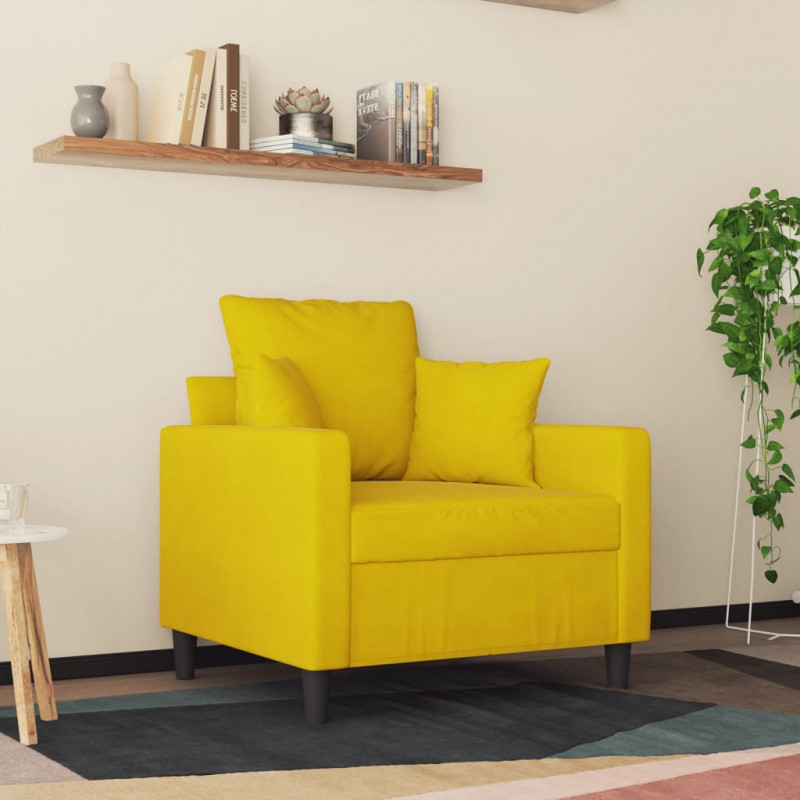 Fotel, żółty, 60 cm, obity aksamitem