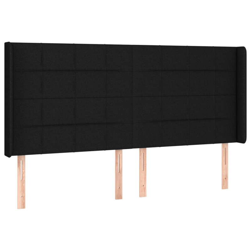 Łóżko kontynentalne z materacem, czarne, 200 x 200 cm, tkanina