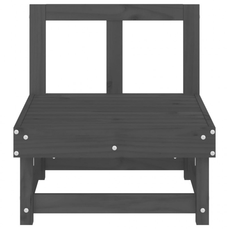 Ogrodowa sofa środkowa, szara, lite drewno sosnowe