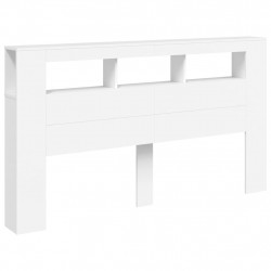 Wezgłowie łóżka z LED, białe, 180x18,5x103,5 cm