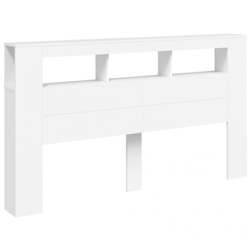 Wezgłowie łóżka z LED, białe, 180x18,5x103,5 cm