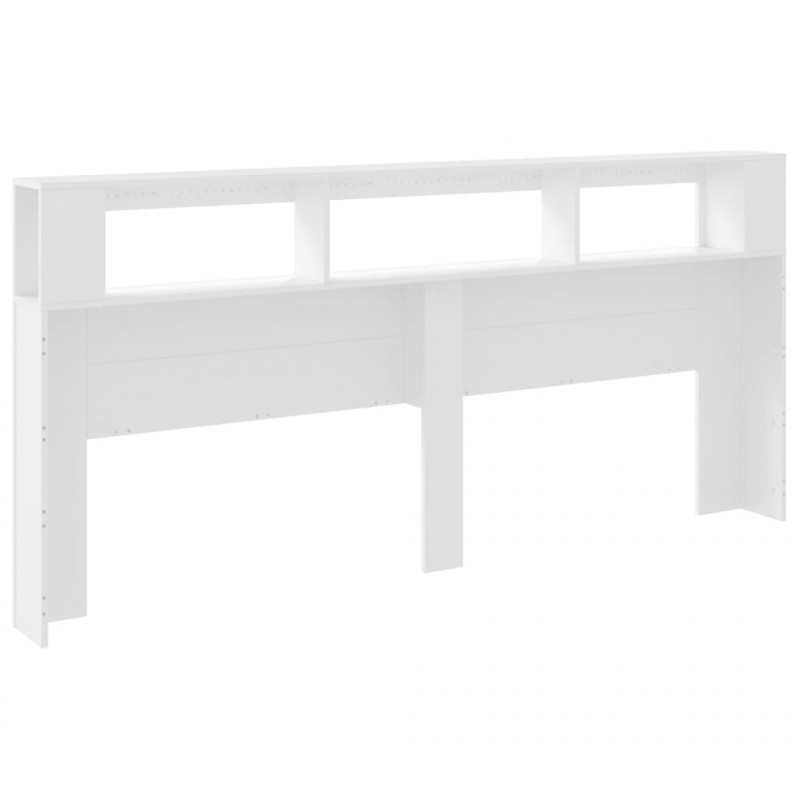 Wezgłowie łóżka z LED, białe, 220x18,5x103,5 cm