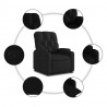 Podnoszony fotel rozkładany, czarny, obity tkaniną